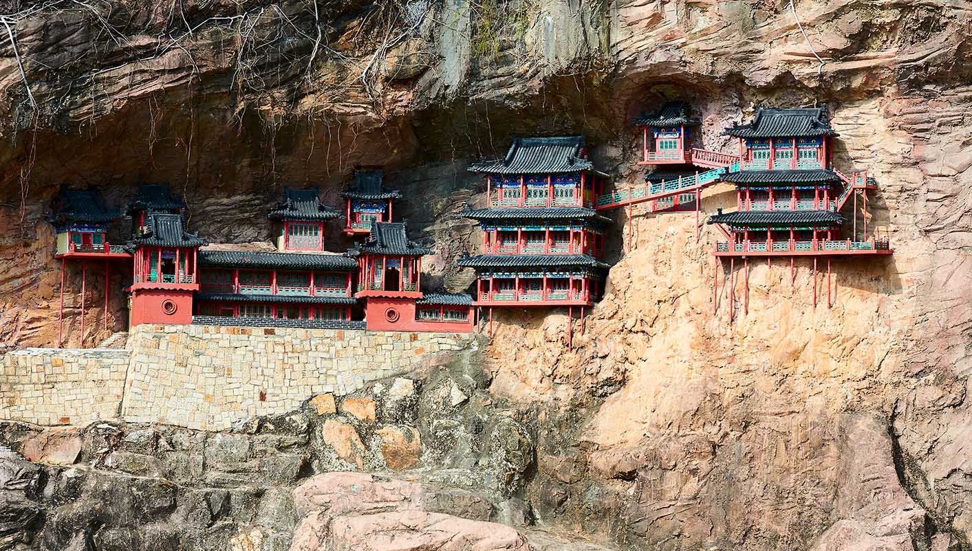 Xuancong temple, es increible su construcción en la pared de un acantilado
